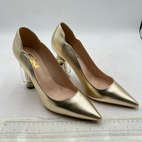 Amazon.com | FSJ Women Clear Rhinestone Peep Toe Slingback  FSJ Champagne Pointed Toe Crystal High Heel Pumps Comfort Slip On Bridal Shoes